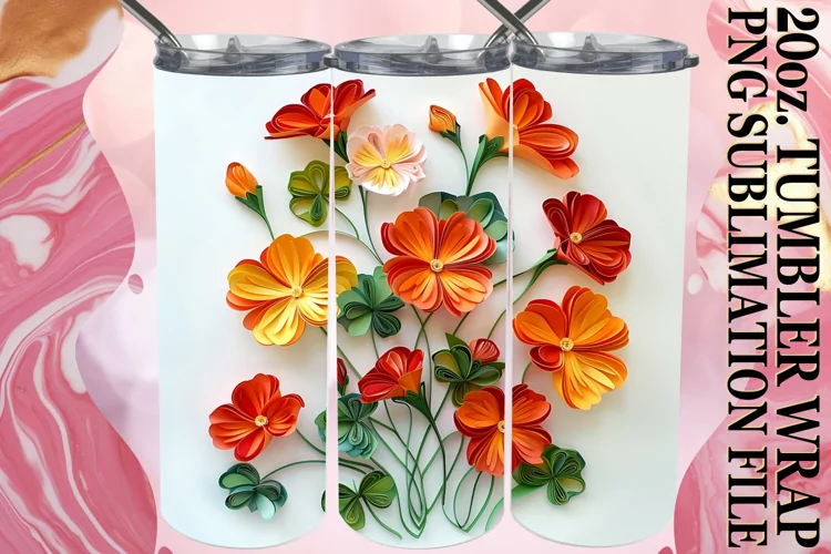 Colorful Petal Blossom 3D 20oz Tumbler Design