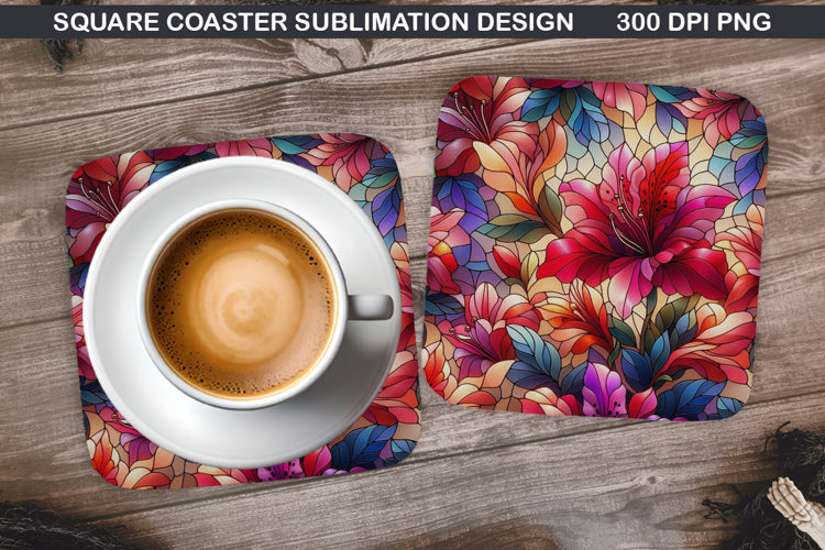 Flowers Coaster Sublimation, Spring Coaster PNG Design