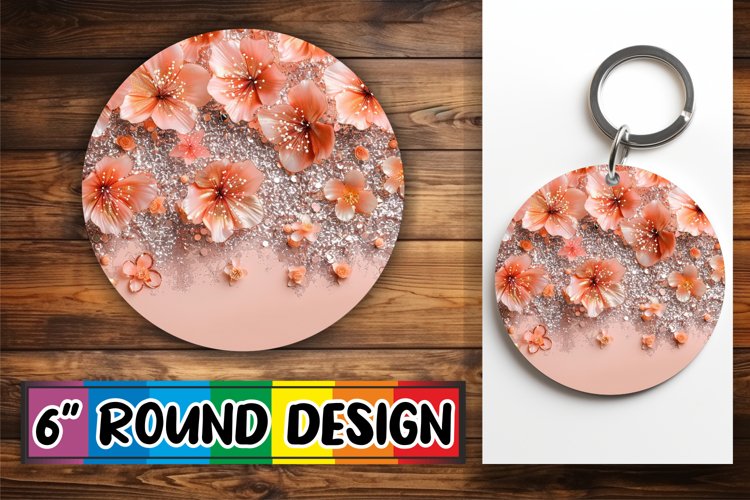 Shimmering Floral Delight Sublimation : Keychain, Coaster