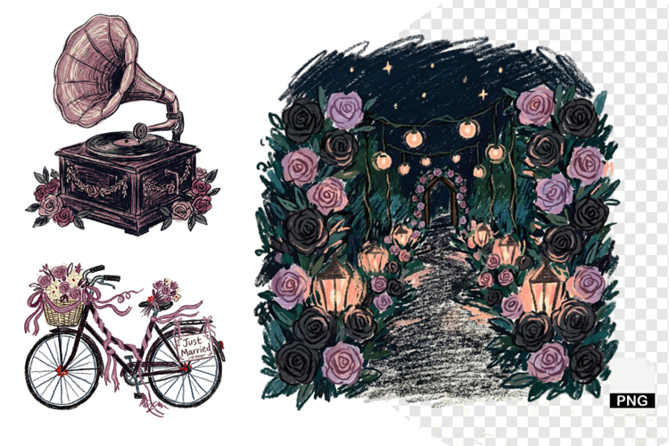 Goth Wedding Night Clipart example image 1