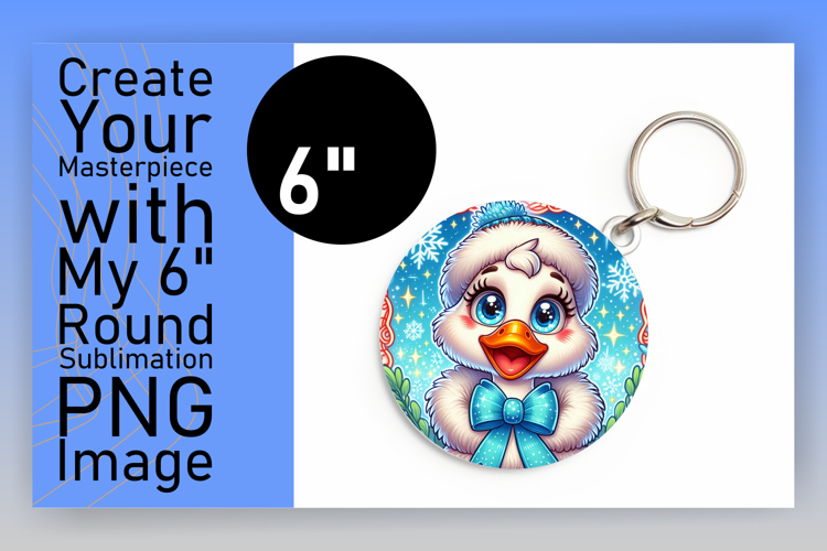 Stylish Round Design Keychain Template , Goose