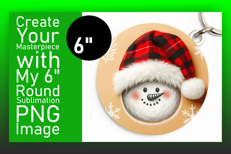 Whimsical Round Design Keychain PNG , Snowman