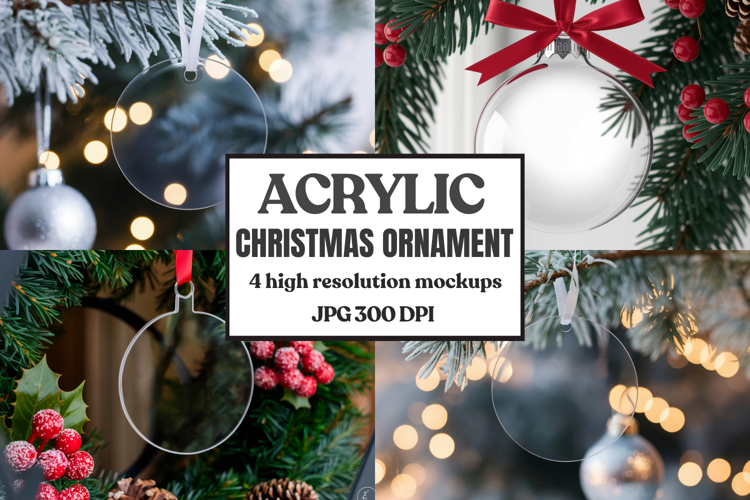 Acrylic Christmas Ornament Mockups | Clear Holiday Ornament