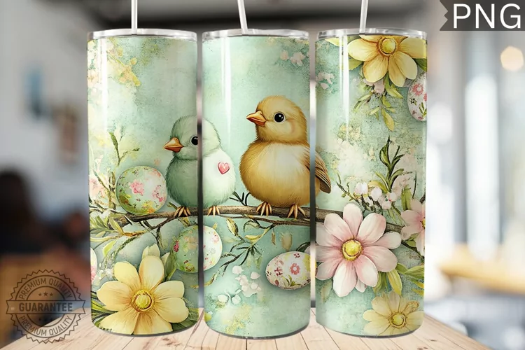 Spring Easter Tumbler Wrap - High Quality 300 Dpi