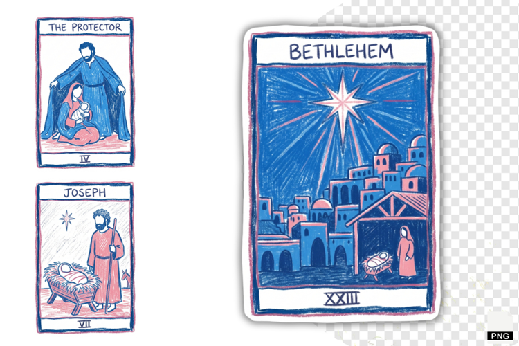 Christmas Nativity Tarot Cards PNG