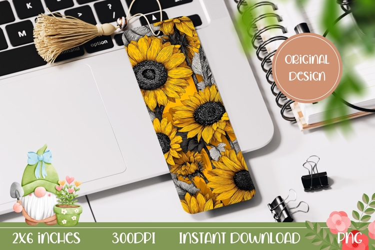 Art Flowers Bookmark Print, Sunflowers Bookmark Template