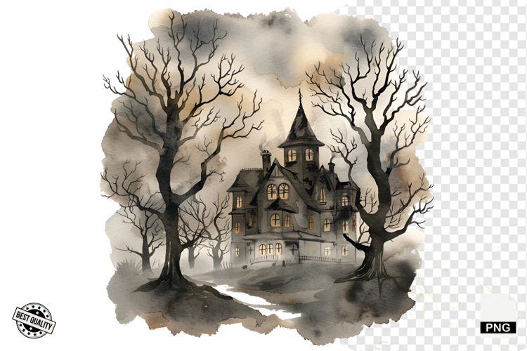 Watercolor Gothic Halloween Clipart