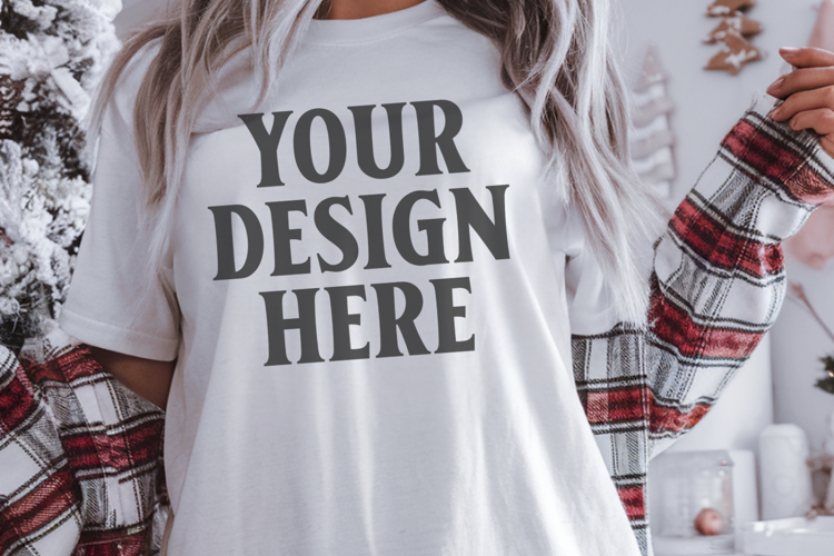 White Christmas Comfort Colors 1717 Mockups, CC 1717 m