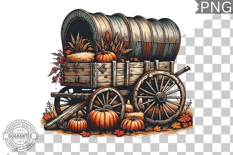 Fall Wagon Garden Sublimation - Fall Clipart PNG Design