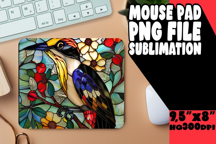 Mouse Pad Design Sublimation with Stained Glass Birds example image 1