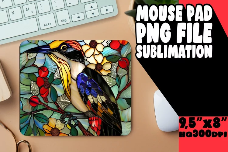 Mouse Pad Design Sublimation with Stained Glass Birds