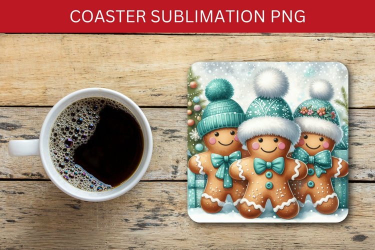 square coaster - gingerbread man example image 1