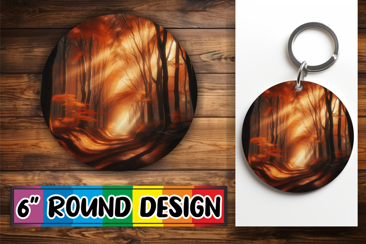 Radiant Round Coaster Design PNG, Autumn