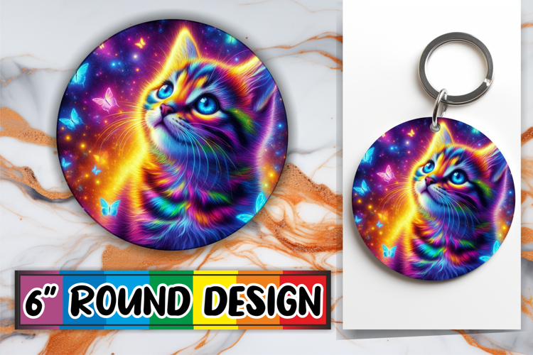 Joyful Circle Keychains Design, Cat