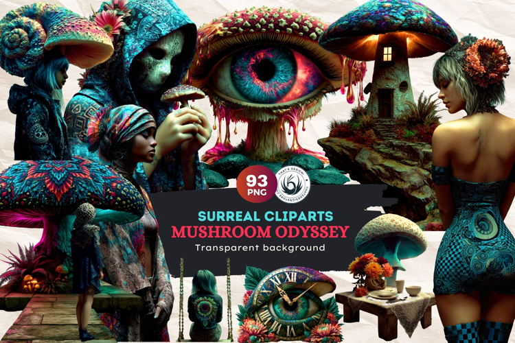 Psychedelic Fantasy Mushroom cliparts For RPG Crafts