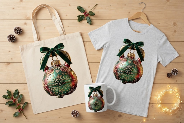 Merry and Bright Kettlebell Christmas Ornament Art