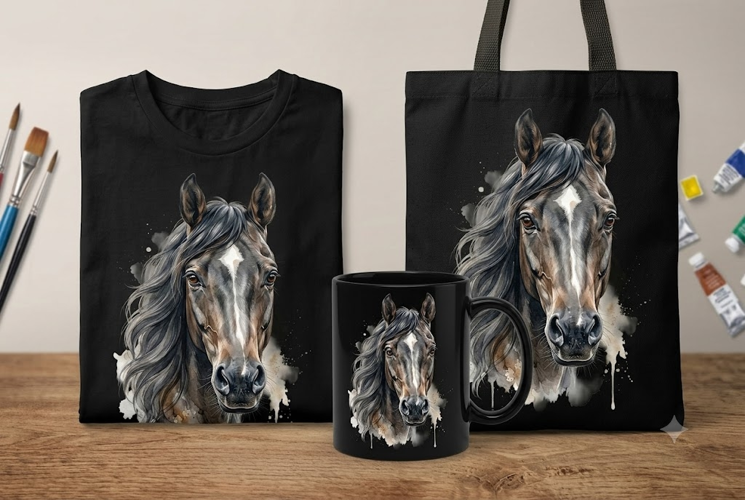 Watercolor Horse Head PNG | Realistic Equine Clipart Design