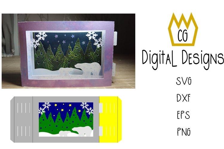 3D Polar Bear Card - SVG, DXF, EPS, PNG example image 1