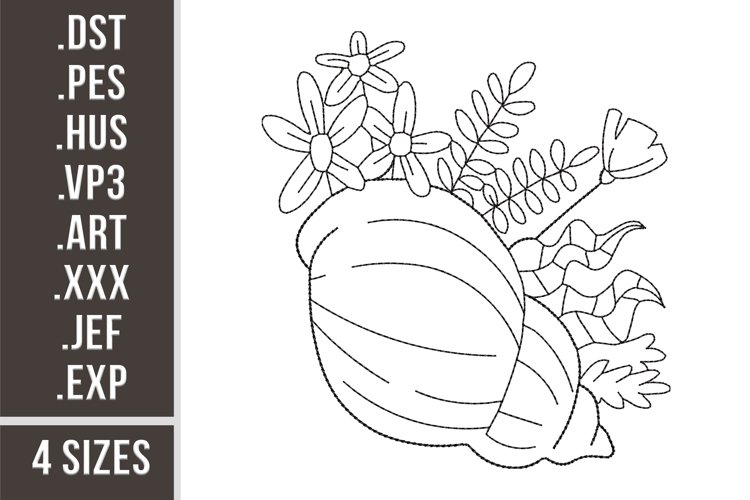 Floral Shell l redwork Embroidery Design