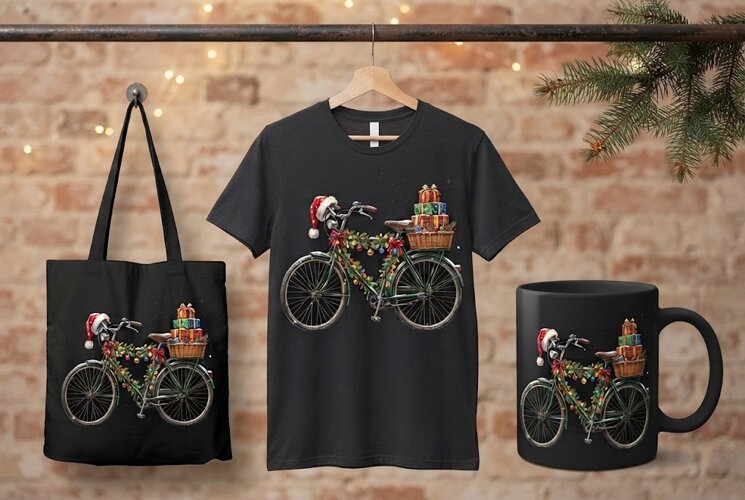 Christmas Bicycle with Gifts Holiday Design example image 1