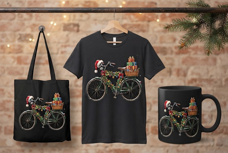 Christmas Bicycle with Gifts Holiday Design