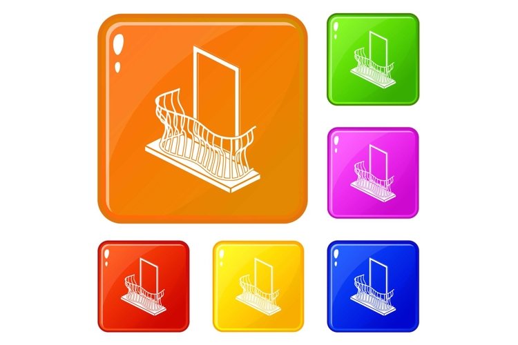 Stylish balcony icons set vector color