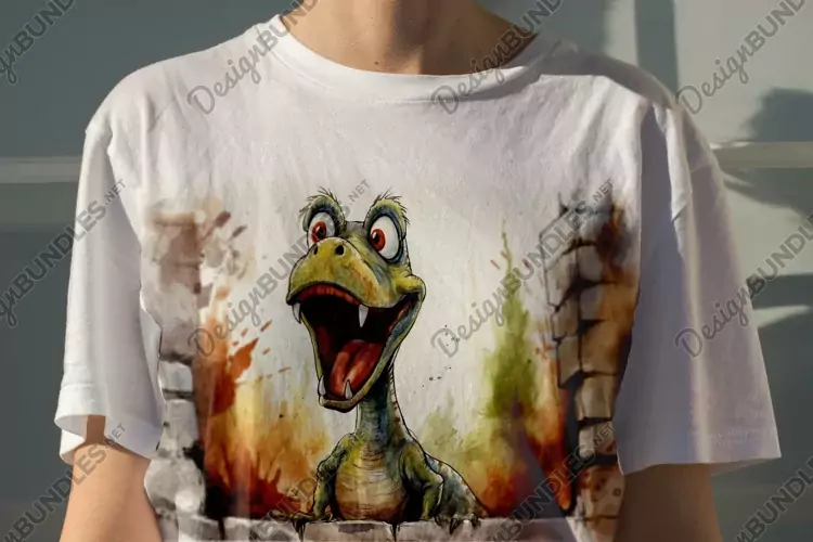 Dinosaurs funny Animal head peeking on white background