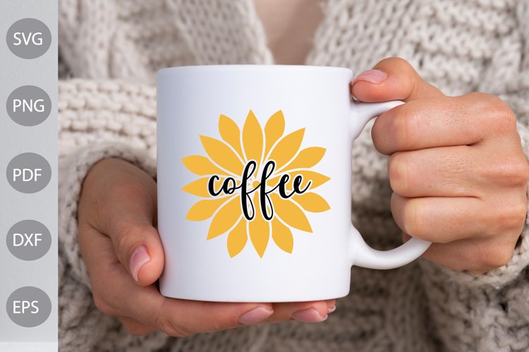 Coffee Sunflower SVG Template Design example image 1