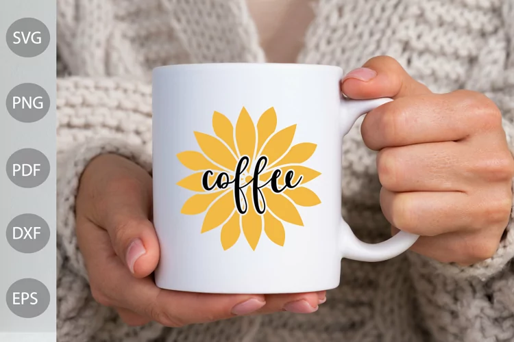 Coffee Sunflower SVG Template Design