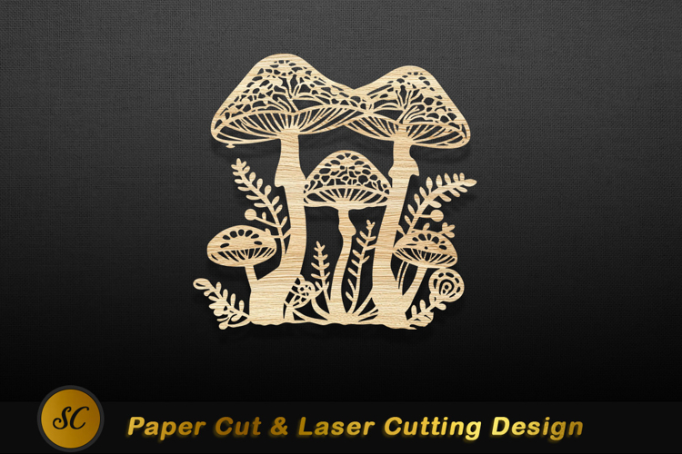 Wooden mushroom forest cutout nature Laser cut