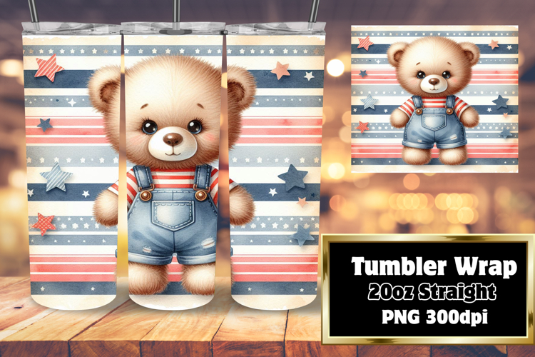 Unique 20oz Sublimation Design , Teddy Bear