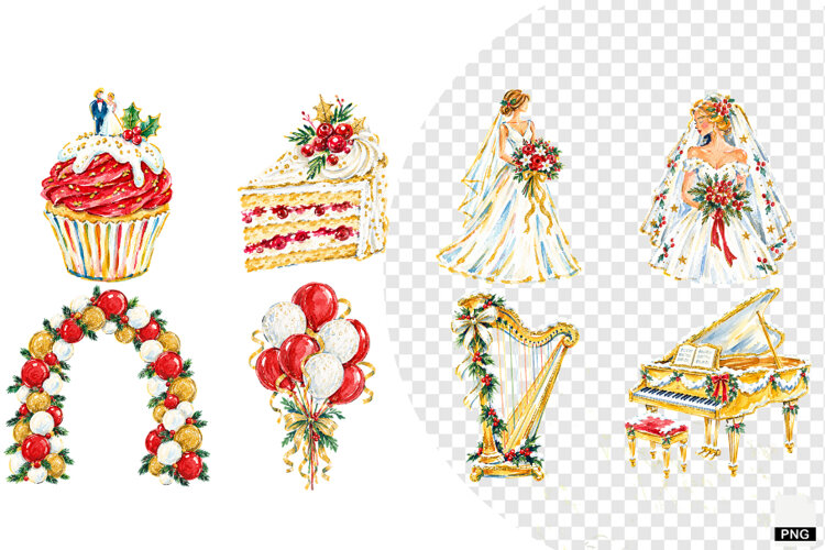 Wedding Party In Christmas Clipart example image 1