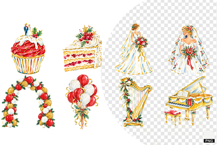Wedding Party In Christmas Clipart