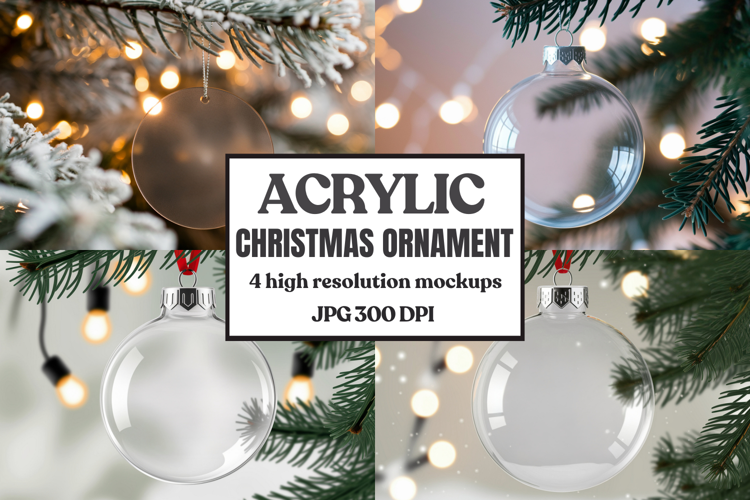Acrylic Christmas Ornament Mockups | Clear Holiday Ornament