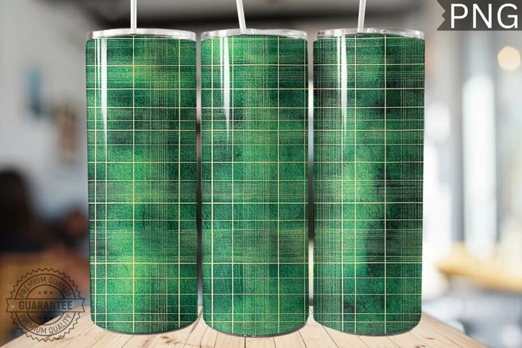 Green Plaid Tumbler Wrap - High Quality 300 Dpi