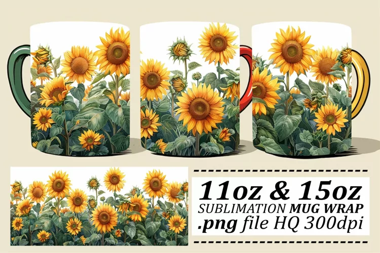 Elegant Spring Blooms Mug Wrap - Pattern 11oz 15oz