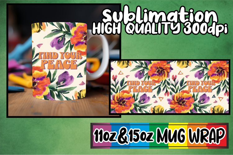 Serene days 11oz 15oz sublimation wrap, Flower Quote example image 1