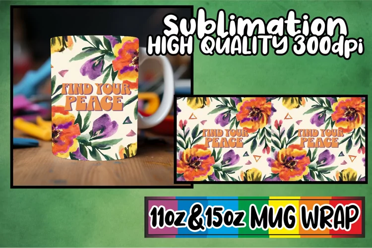 Serene days 11oz 15oz sublimation wrap, Flower Quote