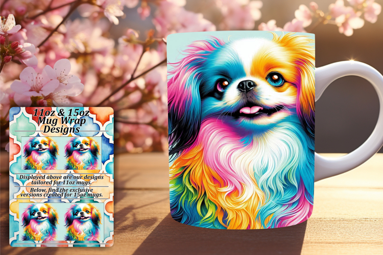 Artistic 15oz Mug Wrap Png Design , Dog