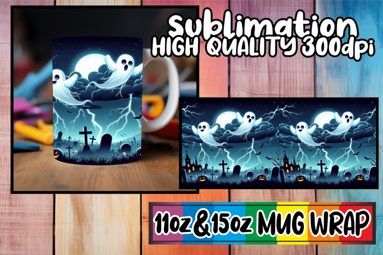 Heartfelt mornings 11oz 15oz sublimation wrap, Ghost