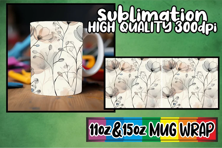 Abstract Spring Blossom Branches Mug Wrap 11oz 15oz