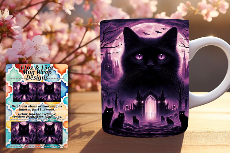 Chic 15oz Mug Wrap Png Design , Horror Halloween