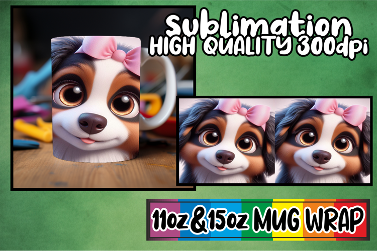 Pure joy sublimation mug wrap, 3D Dog