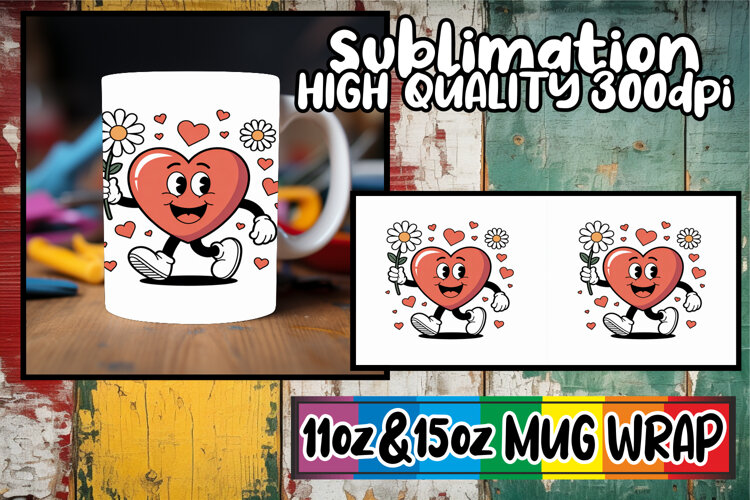 Happy journeys 11oz 15oz sublimation wrap, Valenines Heart example image 1