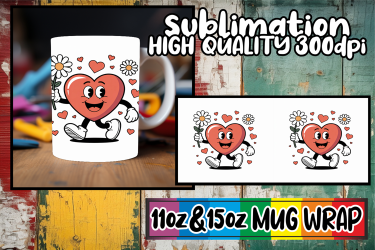 Happy journeys 11oz 15oz sublimation wrap, Valenines Heart
