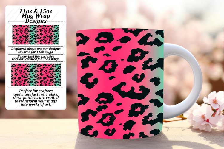 Fashionable Glitter Leopard Mug Wrap 11oz/15oz Design