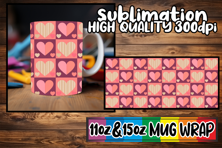 Vibrant escapes 11oz 15oz sublimation wrap, Valentines Patt