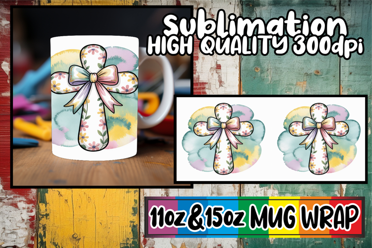 Charming scenes sublimation print wrap, Cross and Bow