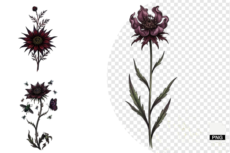 Goth Wildflowers Clipart