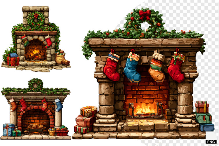 Pixel Art Christmas Clipart example image 1